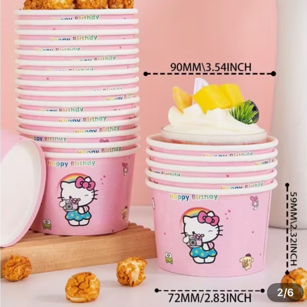 Hello Kitty Pink Birthday Cups - Picture 2 of 7
